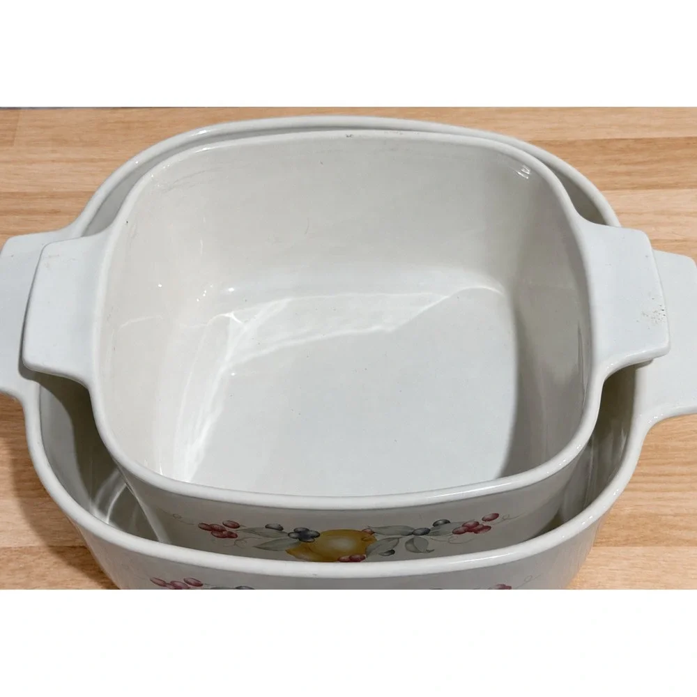 Corningware Abundance Fruit Square Casserole Set Large 8.5